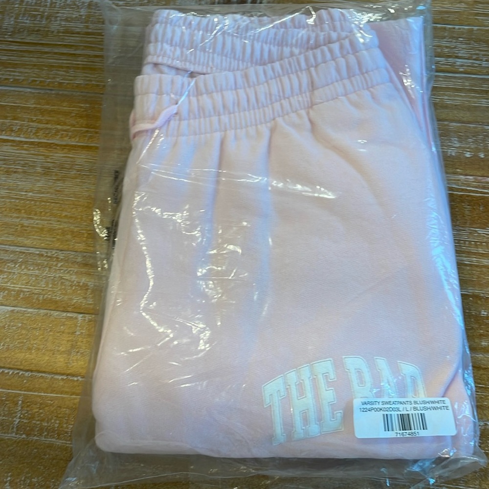 The Bar Varsity Sweatpants Pink and Blush L